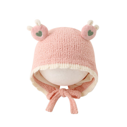 Thickened Warm Knitted Woolen Plush Bonnet Kids' Headwear