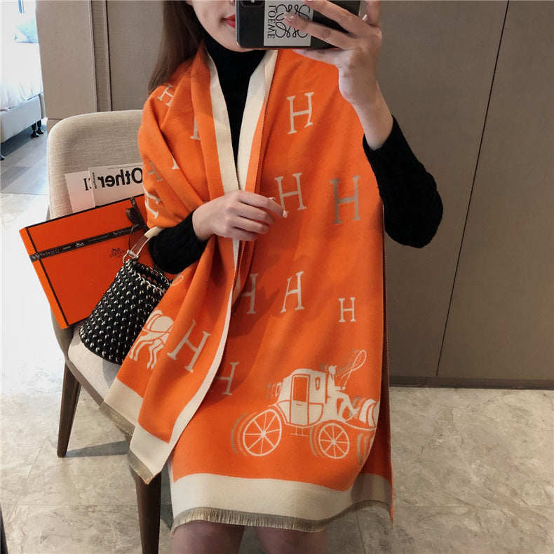 Women's Carriage Mid-length Artificial Cashmere Korean Style Scarfs