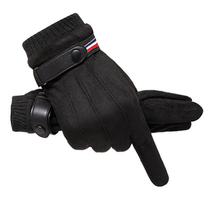 Men's Warm Korean Touch Screen Suede Motorcycle Electric Gloves