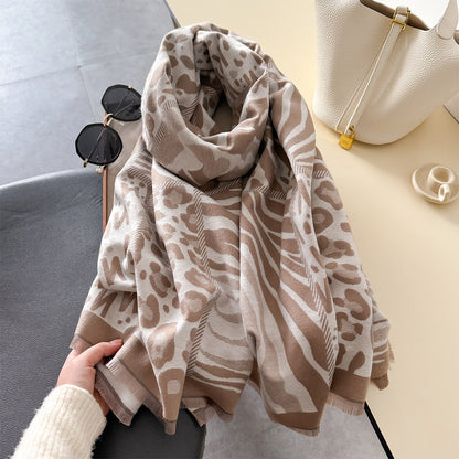 Zebra Pattern Stitching Fashionable Elegant Warm Scarfs