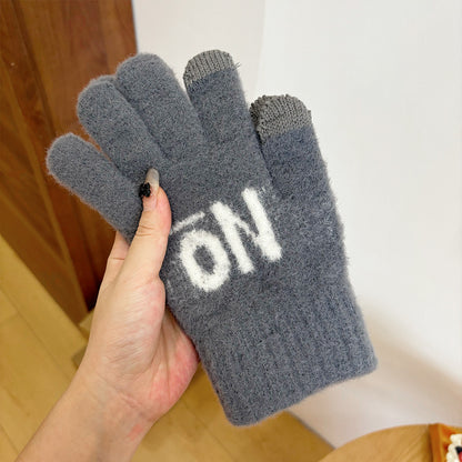 Men's Wool Keep Warm Winter Cold Protection Thickening Woolen Jacquard Gloves