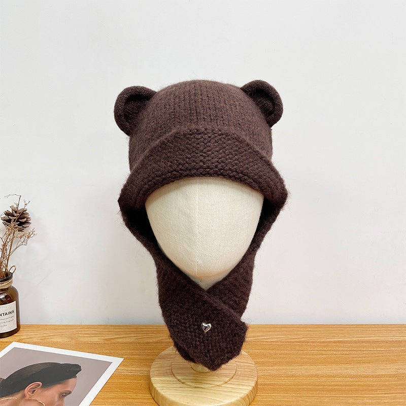 Women's Knitted Woolen Face Slimming Solid Color Hats & Caps