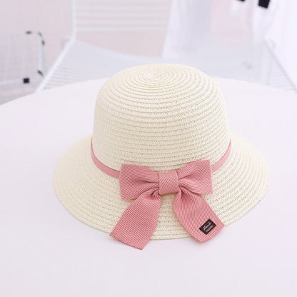 Children's Hat Straw Bow Sweet Cute Sun Kids' Headwear