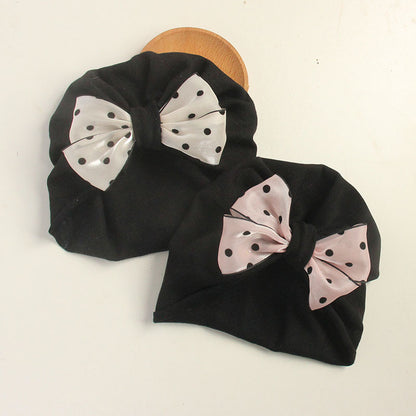 Black White Polka Dot First Month Kids' Headwear