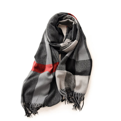 Women's Winter Plaid Printed Tassel Artificial Cashmere Scarfs