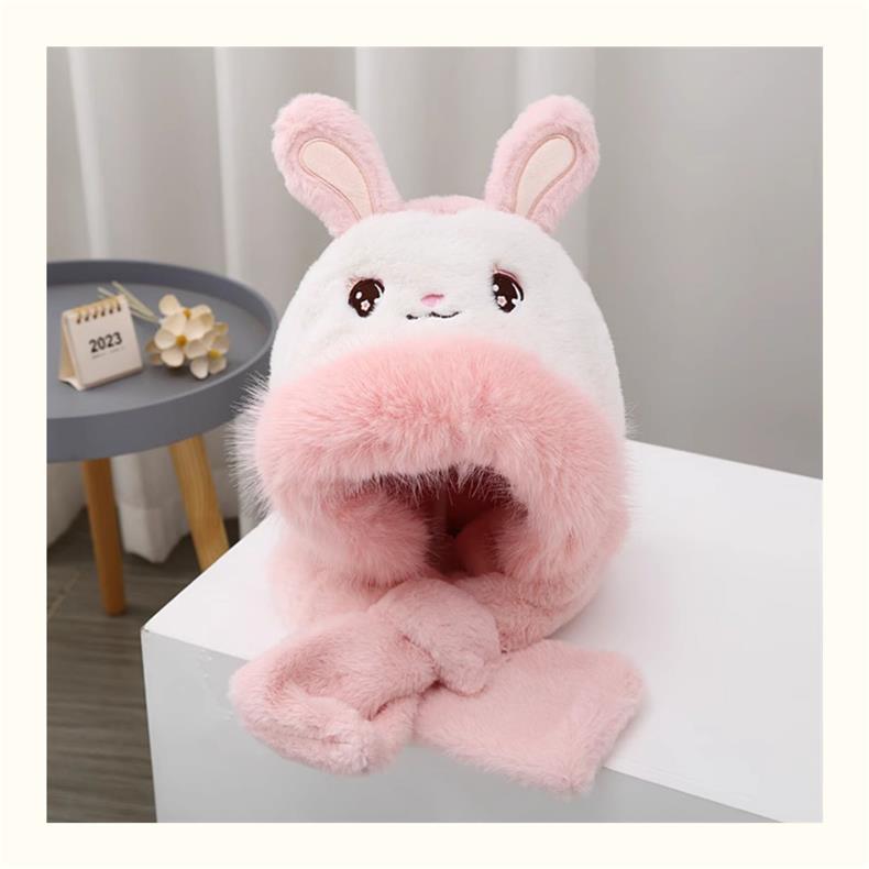 Children's Bunny Warm Plush Bonnet Earflaps Lei Hat Kids' Headwear