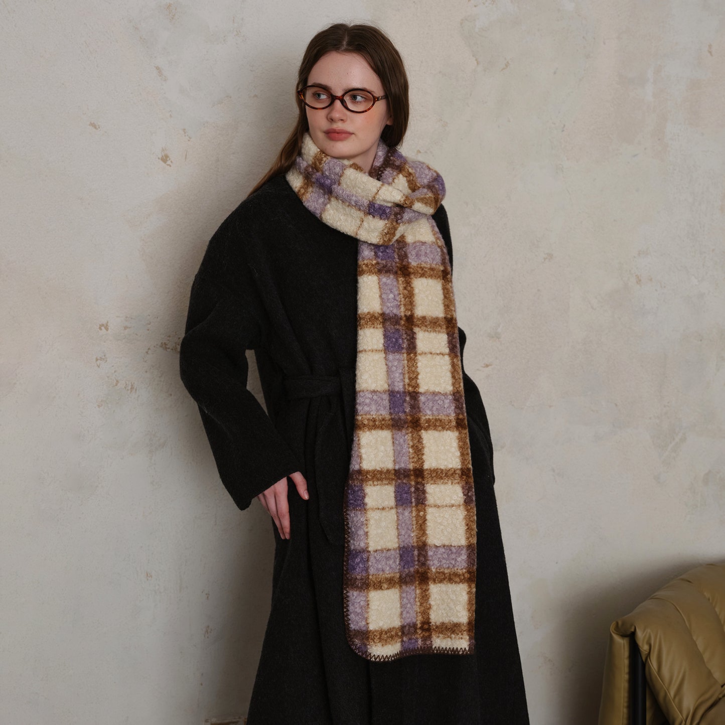 Women's Lazy Scottish Style Woolen Plaid Warm Scarfs