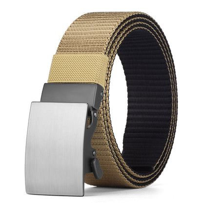 Men's Canvas Alloy Buckle Automatic Pant Business Outdoor Tactics Belts