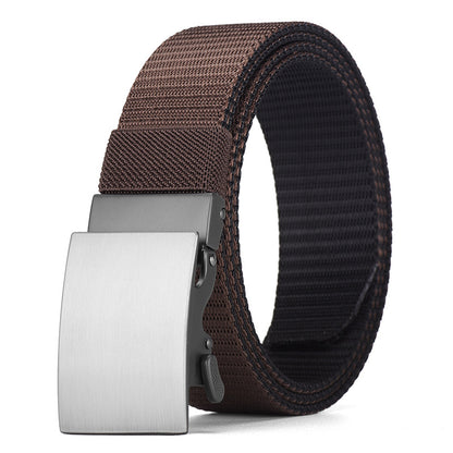 Men's Canvas Alloy Buckle Automatic Pant Business Outdoor Tactics Belts