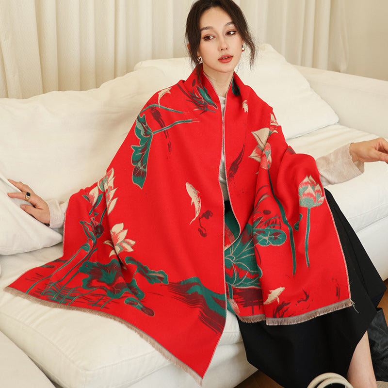 Women's Outer Wear High-grade Shawl Blanket Office Scarfs