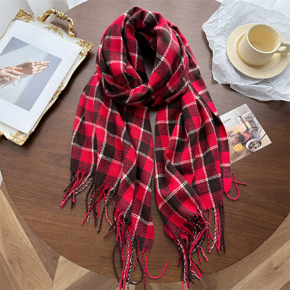 Style Plaid Winter Male Female Thickened Scarfs