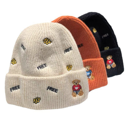 Men's Letters Beanie Cute Melon Skin Slipover Kids' Headwear