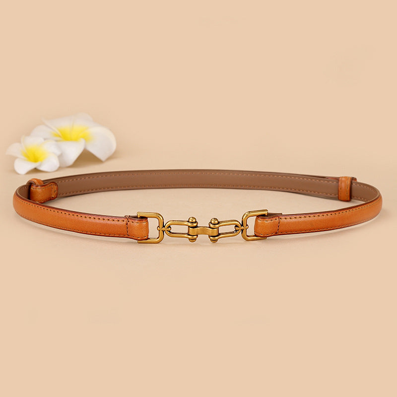 Women's Cowhide Thin Fashionable Dress Decoration Waist Belts