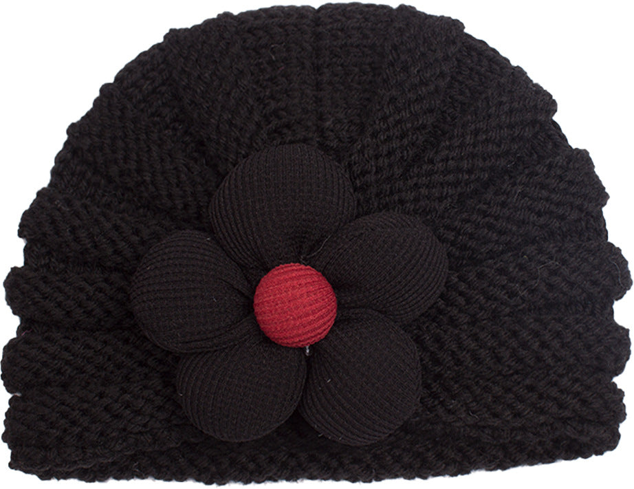 Children's Woolen Warm Comfortable Flower Sleeve Hat Kids' Headwear