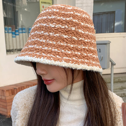 Women's Bucket Hat Striped Big Head Circumference Plain Hats & Caps