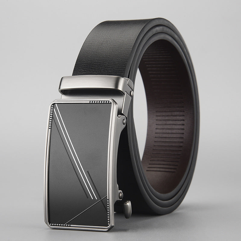 Men's Business Genuine Leather Toothless Automatic Buckle Belts