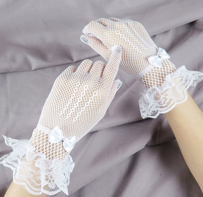 Finger Fishnet Lace Wedding Dress Etiquette Performance Gloves