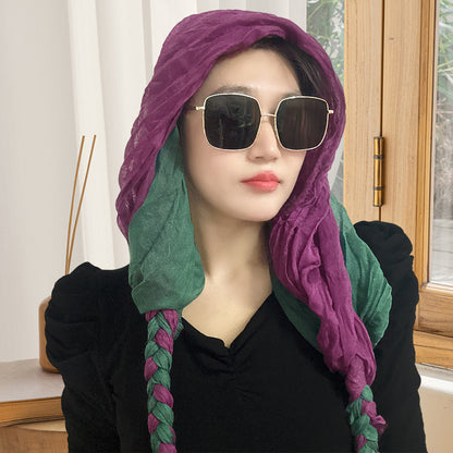 Cotton Linen Braid Sun Protection Headcloth Scarfs