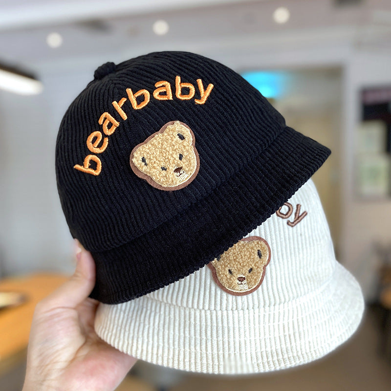 Style Hat Corduroy Cute Bear Bucket Kids' Headwear