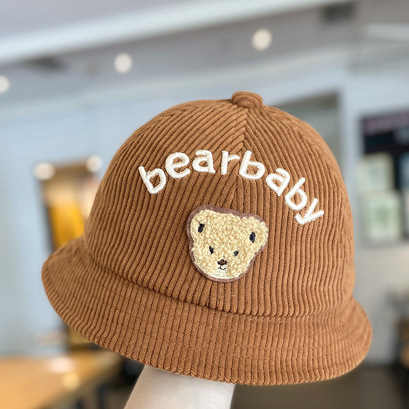 Style Hat Corduroy Cute Bear Bucket Kids' Headwear