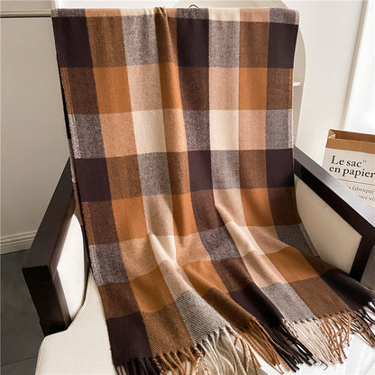 Style Plaid Winter Male Female Thickened Scarfs