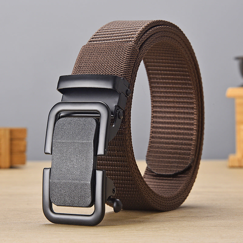 Men's Iron Automatic Buckle Nylon Waistband Outdoor Belts