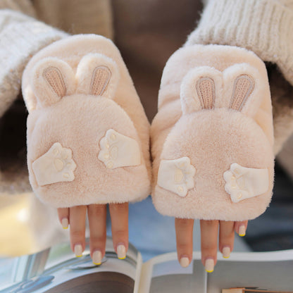 Winter Fleece-lined Cute Korean Style Cartoon Extra Thick Gloves