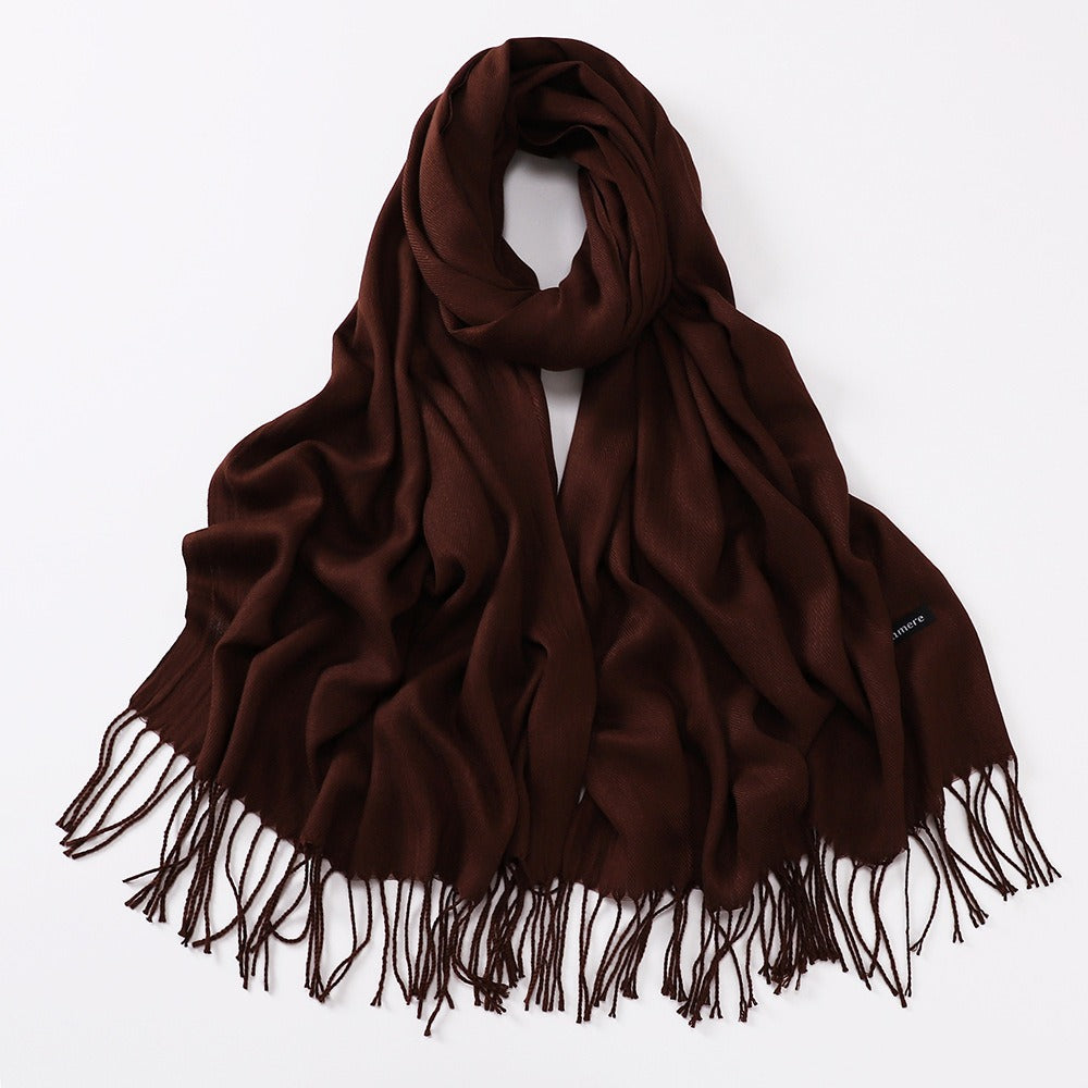 Imitation Cashmere Solid Color Long Warm Scarfs