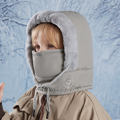 Children's Fleece-lined Neck Protection Mask Integrated Sleeve Boys Kids' Headwear