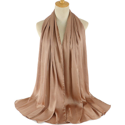 Women's Crepe Natural Pleated Malay Indonesian Popular Scarfs