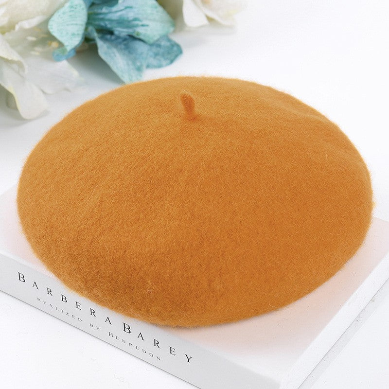 Mob Beret Woolen Solid Color Simple Adult Kids' Headwear