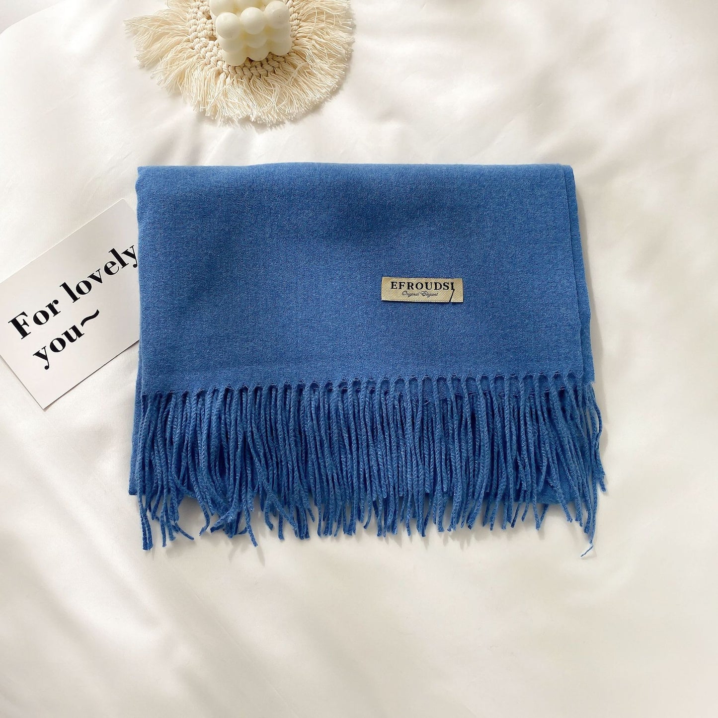 Solid Color Female Tassel Cashmere Winter Air Conditioning Scarfs