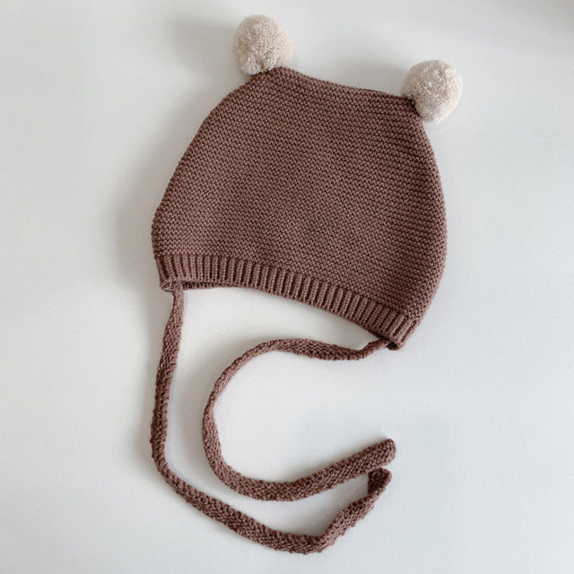 Ball Knitted Hat Male Female Ear Protection Wool Kids' Headwear