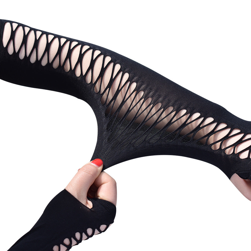 Women's Ripped Cross Mesh Stretch Vintage Party Gloves