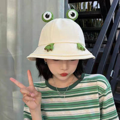 Little Frog Bucket Hat Female Summer Sun Protection Kids' Headwear