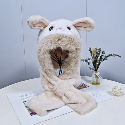 Children's Bunny Warm Plush Bonnet Earflaps Lei Hat Kids' Headwear