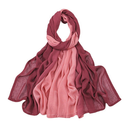 Women's Autumn Solid Color Gradient Malay Indonesian Rayon Monochrome Scarfs