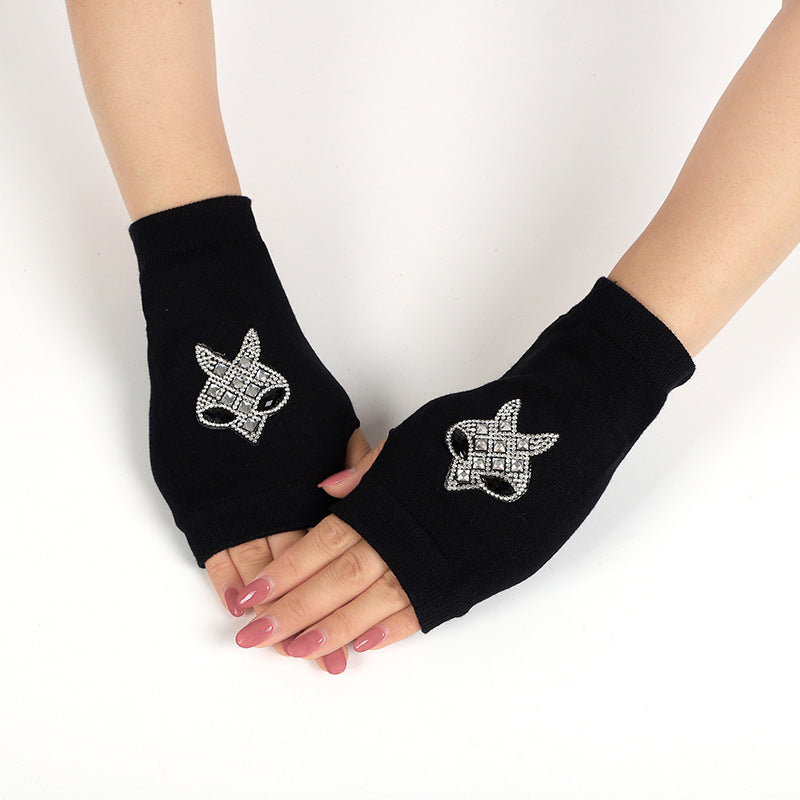 Women's & Men's Dance Open Finger Rivet Knitting Wool Gloves