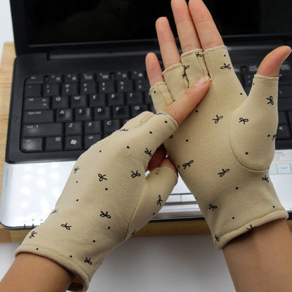 Thermal Half Finger Exposed Two Touch Screen Ladies Writing Gloves