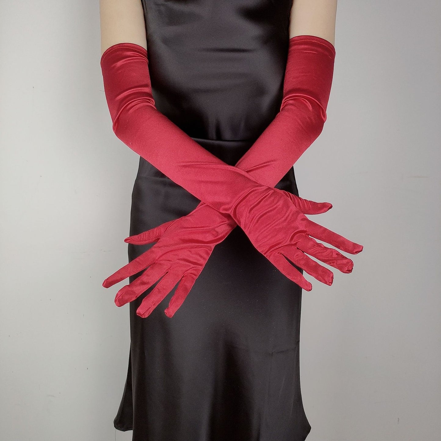 Women's Lengthened Satin Stretch Vintage Dress Bride Gloves