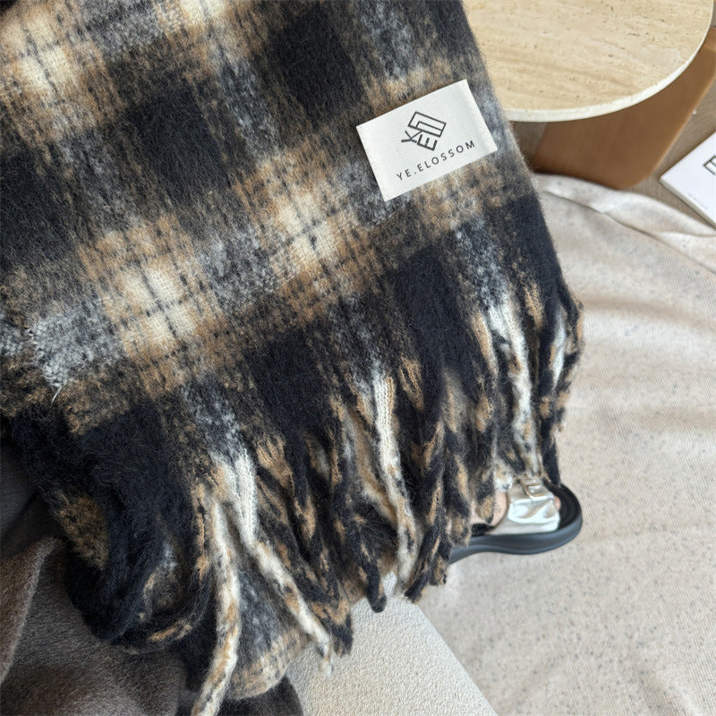 Women's Thick Warm Cashmere Plaid Korean Style Scarfs