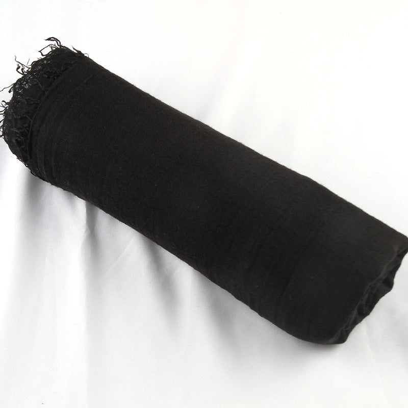 Pleated Rayon Four Sides Wool Tassel Scarfs