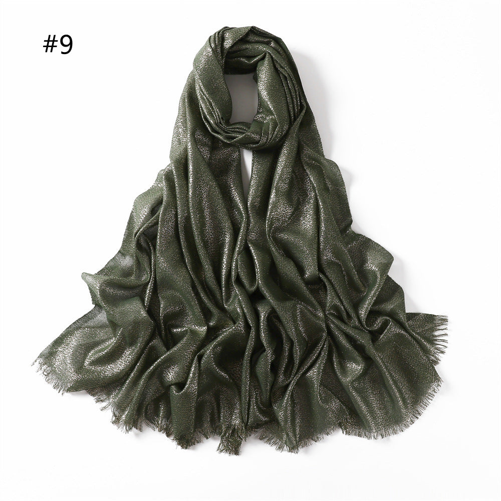 Women's Color Soft Thin Golden Sier Cord Scarfs