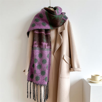 Tassel Shawl Round Polka Dot Color Scarfs