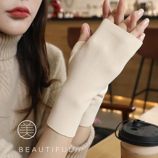 Women's & Men's Winter Self-heating Double-sided Half Finger Thin Fleece-lined Open Gloves