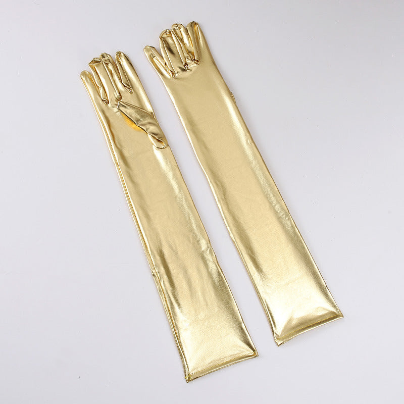 Women's Sexy Patent Leather Holiday Performance Etiquette Gloves