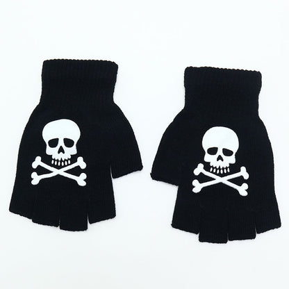 Women's & Men's Warm Wool Halloween Carnival Performance Skull Gloves