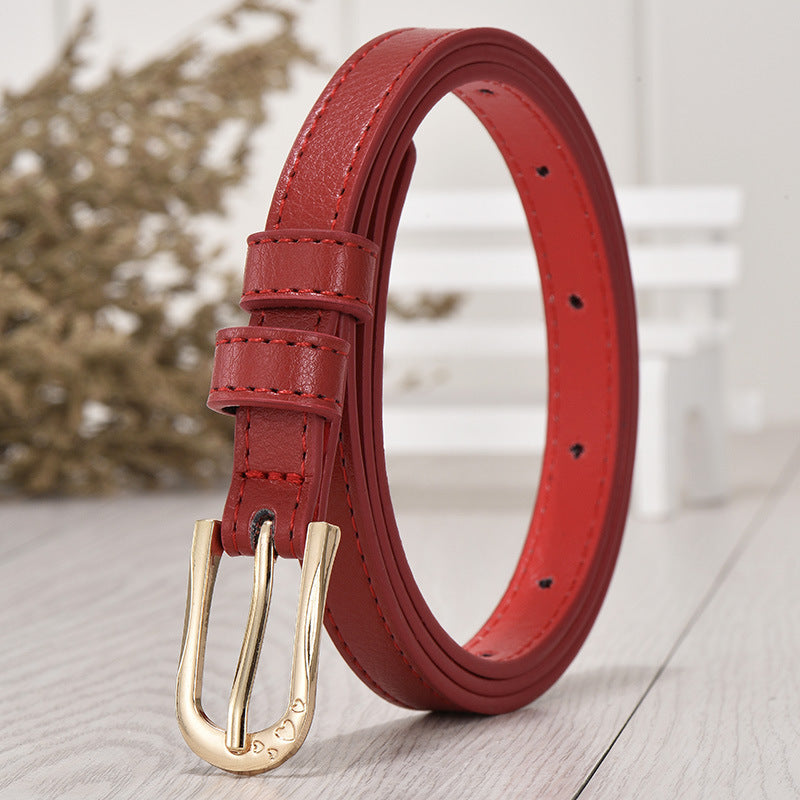 Women's Faux Leather Pin Buckle Korean Style Sweet Thin Belts