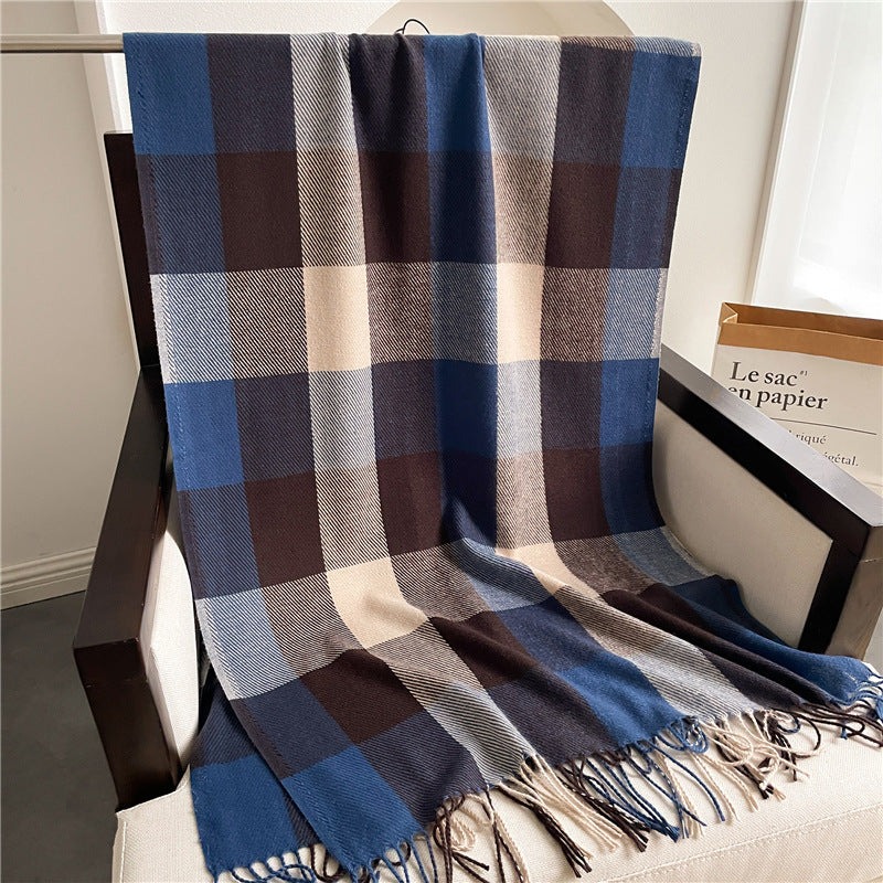 Style Plaid Winter Male Female Thickened Scarfs