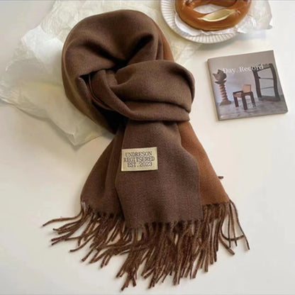 Women's Double-sided Artificial Cashmere Shawl Korean Simple Scarfs